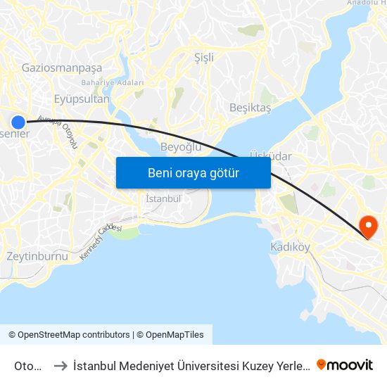 Otogar to İstanbul Medeniyet Üniversitesi Kuzey Yerleşkesi map