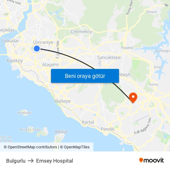 Bulgurlu to Emsey Hospital map