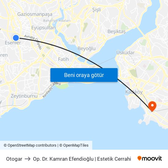 Otogar to Op. Dr. Kamran Efendioğlu | Estetik Cerrahi map