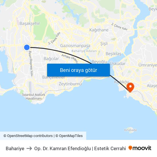 Bahariye to Op. Dr. Kamran Efendioğlu | Estetik Cerrahi map