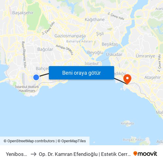 Yenibosna to Op. Dr. Kamran Efendioğlu | Estetik Cerrahi map