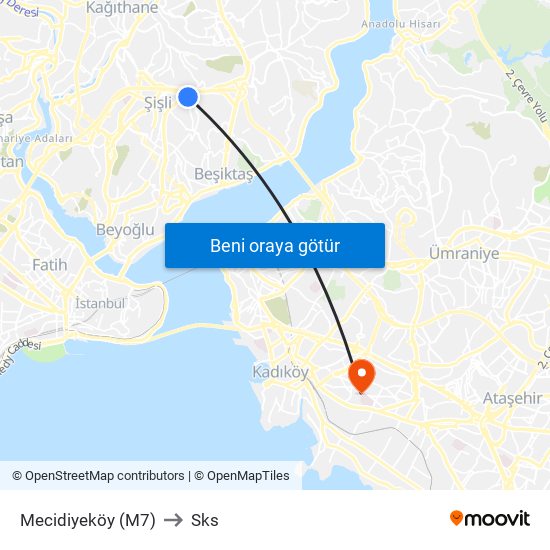 Mecidiyeköy (M7) to Sks map