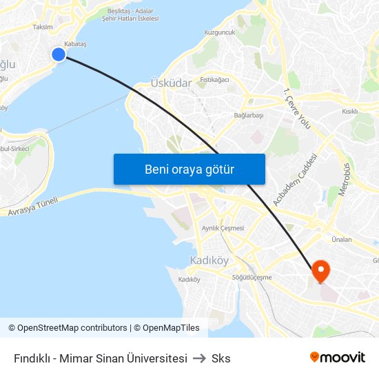 Fındıklı - Mimar Sinan Üniversitesi to Sks map