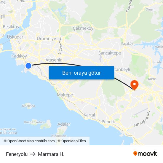 Feneryolu to Marmara H. map