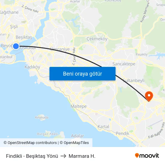 Fındıklı - Beşiktaş Yönü to Marmara H. map