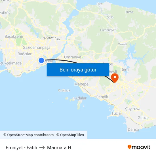 Emniyet - Fatih to Marmara H. map