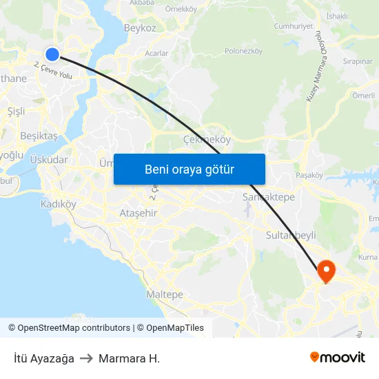 İtü Ayazağa to Marmara H. map