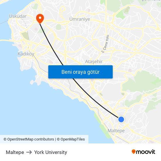 Maltepe to York University map