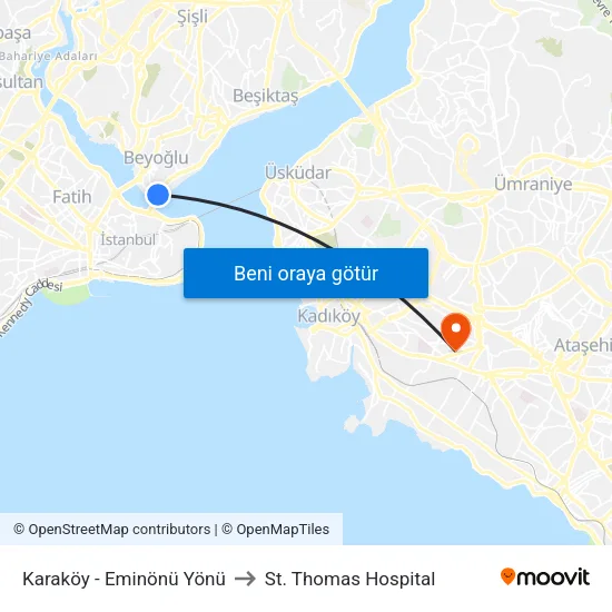 Karaköy - Eminönü Yönü to St. Thomas Hospital map