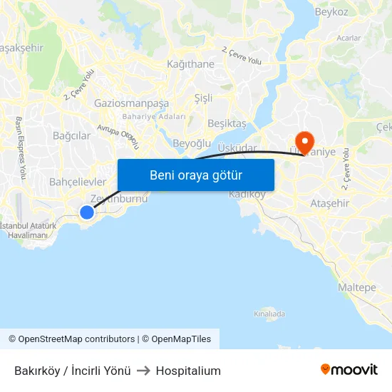 Bakırköy / İncirli Yönü to Hospitalium map