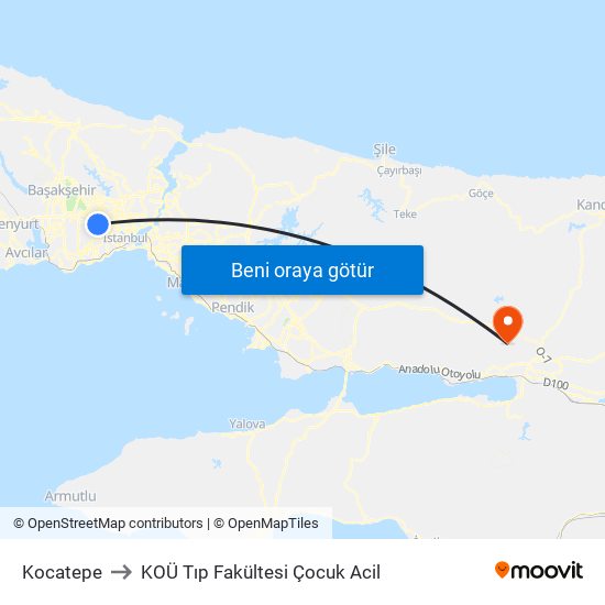 Kocatepe to KOÜ Tıp Fakültesi Çocuk Acil map