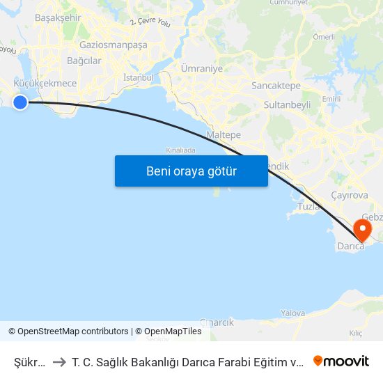 Şükrübey to T. C. Sağlık Bakanlığı Darıca Farabi Eğitim ve Araştırma Hastanesi map