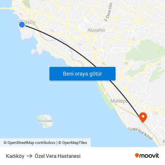 Kadıköy to Özel Vera Hastanesi map