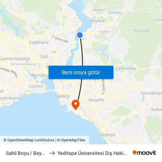 Sahil Boyu / Beykoz Yönü to Yeditepe Üniversitesi Diş Hekimliği Fakültesi map