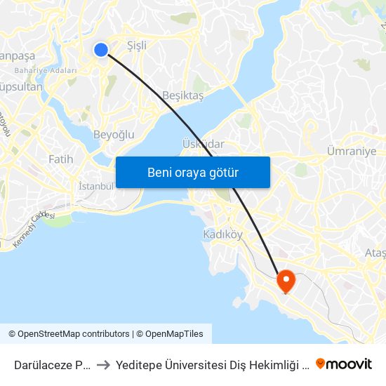 Darülaceze Perpa to Yeditepe Üniversitesi Diş Hekimliği Fakültesi map