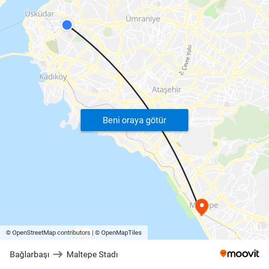 Bağlarbaşı to Maltepe Stadı map