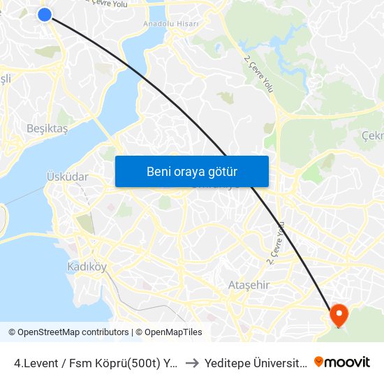 4.Levent / Fsm Köprü(500t) Yönü to Yeditepe Üniversitesi map