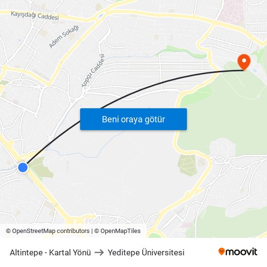 Altintepe  - Kartal Yönü to Yeditepe Üniversitesi map