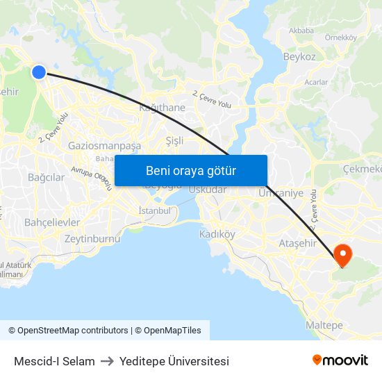 Mescid-I Selam to Yeditepe Üniversitesi map