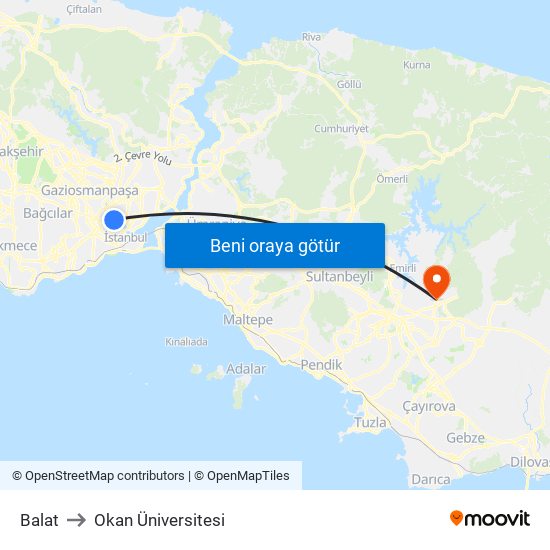 Balat to Okan Üniversitesi map