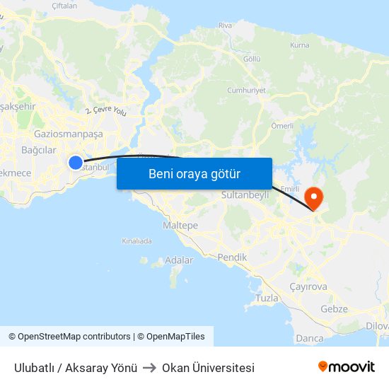 Ulubatlı / Aksaray Yönü to Okan Üniversitesi map