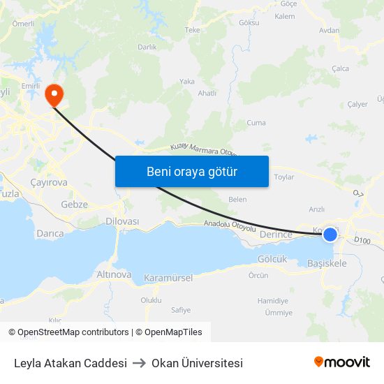 Leyla Atakan Caddesi to Okan Üniversitesi map