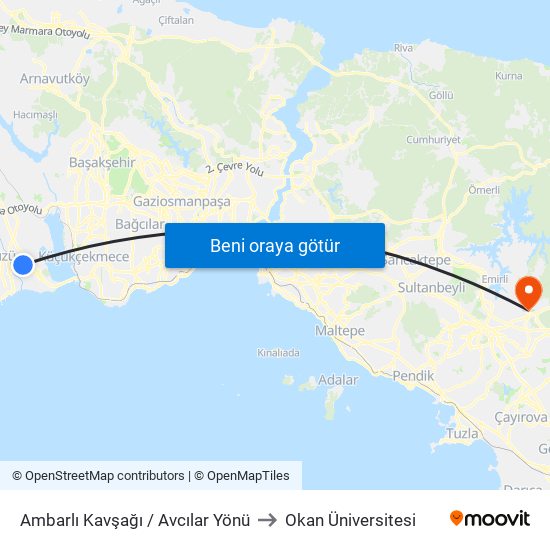 Ambarlı Kavşağı / Avcılar Yönü to Okan Üniversitesi map