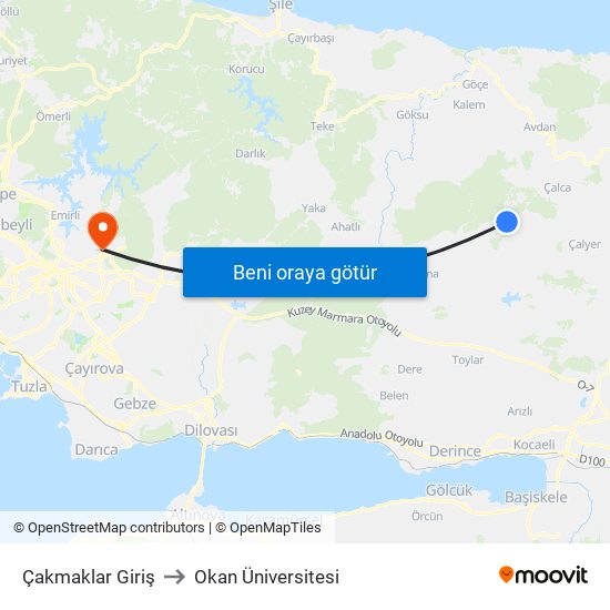 Çakmaklar Giriş to Okan Üniversitesi map