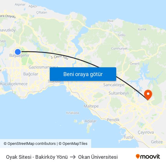 Oyak Sitesi - Bakirköy Yönü to Okan Üniversitesi map