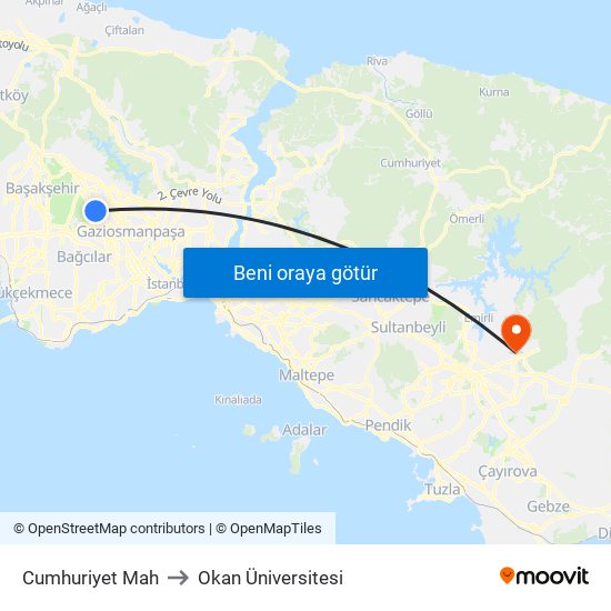 Cumhuriyet Mah to Okan Üniversitesi map