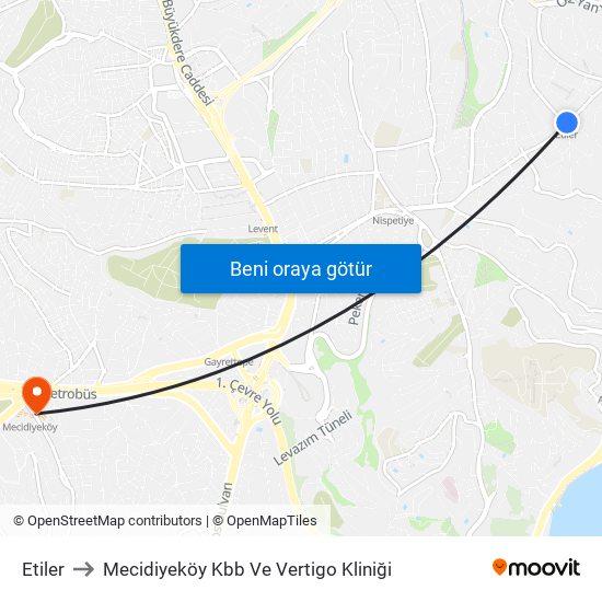 Etiler to Mecidiyeköy Kbb Ve Vertigo Kliniği map