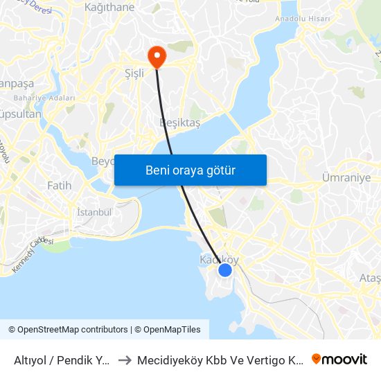 Altıyol / Pendik Yönü to Mecidiyeköy Kbb Ve Vertigo Kliniği map
