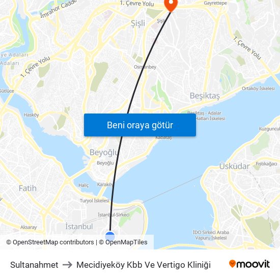 Sultanahmet to Mecidiyeköy Kbb Ve Vertigo Kliniği map