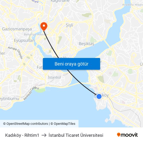 Kadıköy - Rihtim1 to İstanbul Ticaret Üniversitesi map