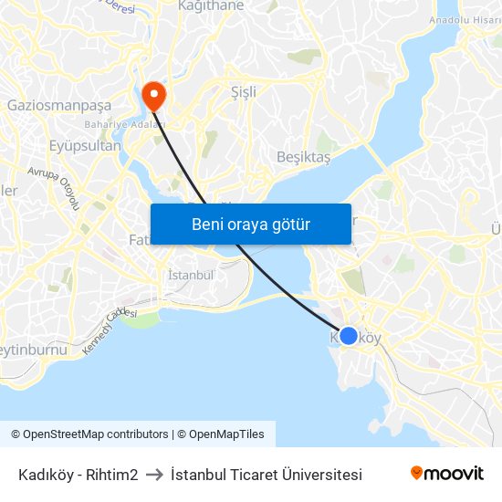 Kadıköy - Rihtim2 to İstanbul Ticaret Üniversitesi map