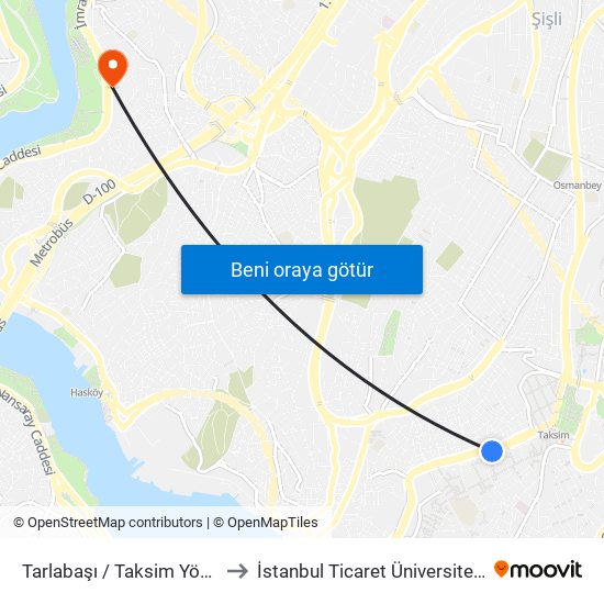 Tarlabaşı / Taksim Yönü to İstanbul Ticaret Üniversitesi map