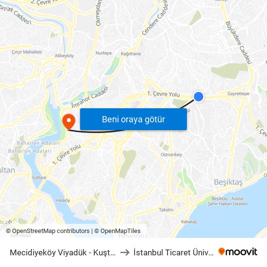 Mecidiyeköy Viyadük - Kuştepe Yönü to İstanbul Ticaret Üniversitesi map