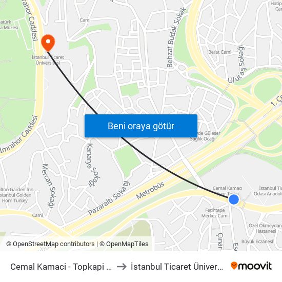 Cemal Kamaci - Topkapi Yönü to İstanbul Ticaret Üniversitesi map