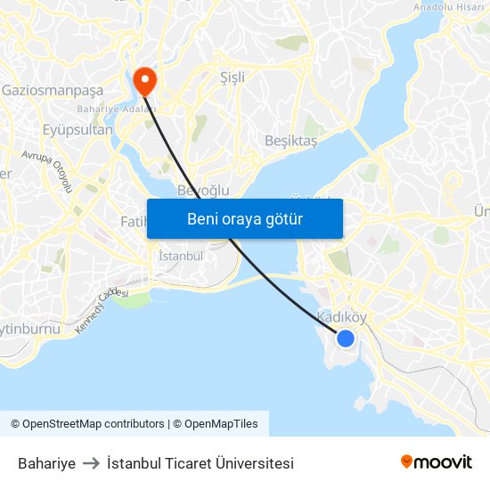 Bahariye to İstanbul Ticaret Üniversitesi map