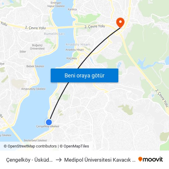 Çengelköy - Üsküdar Yönü to Medipol Üniversitesi Kavacık Yerleşkesi map