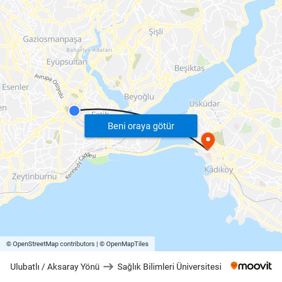 Ulubatlı / Aksaray Yönü to Sağlık Bilimleri Üniversitesi map