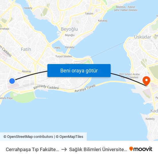 Cerrahpaşa Tıp Fakültesi to Sağlık Bilimleri Üniversitesi map