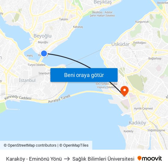 Karaköy - Eminönü Yönü to Sağlık Bilimleri Üniversitesi map