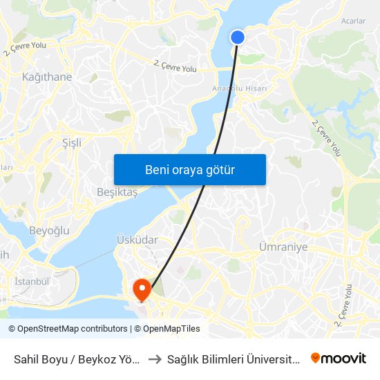 Sahil Boyu / Beykoz Yönü to Sağlık Bilimleri Üniversitesi map