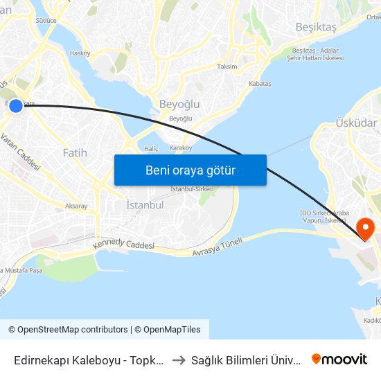 Edirnekapı Kaleboyu - Topkapı Yönü to Sağlık Bilimleri Üniversitesi map