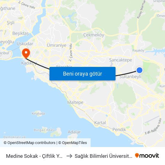 Medine Sokak - Çiftlik Yönü to Sağlık Bilimleri Üniversitesi map