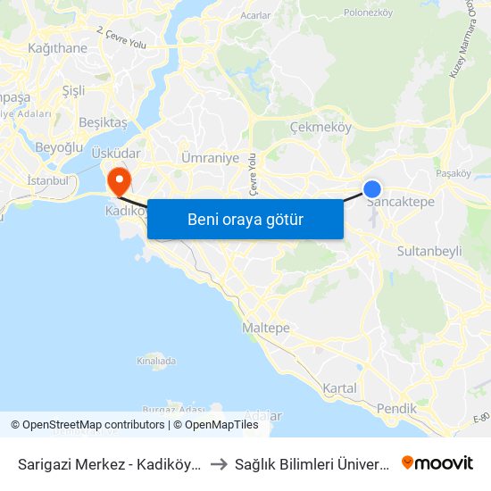Sarigazi Merkez - Kadiköy Yönü to Sağlık Bilimleri Üniversitesi map