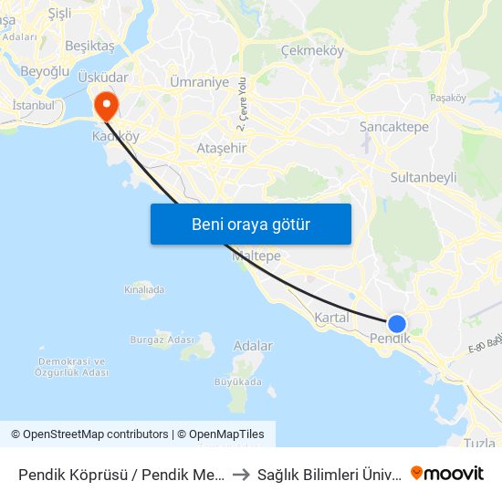 Pendik Köprüsü / Pendik Merkez Yönü to Sağlık Bilimleri Üniversitesi map