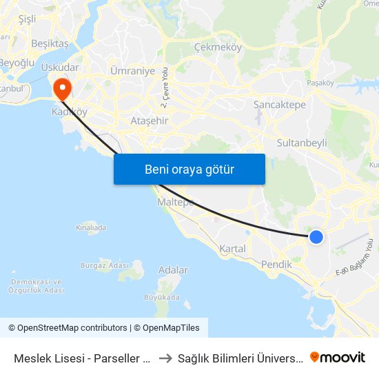 Meslek Lisesi - Parseller Yönü to Sağlık Bilimleri Üniversitesi map