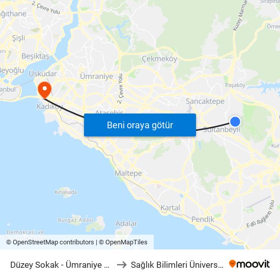 Düzey Sokak - Ümraniye Yönü to Sağlık Bilimleri Üniversitesi map